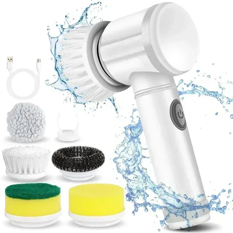 Electric Spin Scrubber,Bathroom Cleaning Brush Power Scrubber with 5 Replaceable Brush Heads, Electric Cleaning Brush - My Store